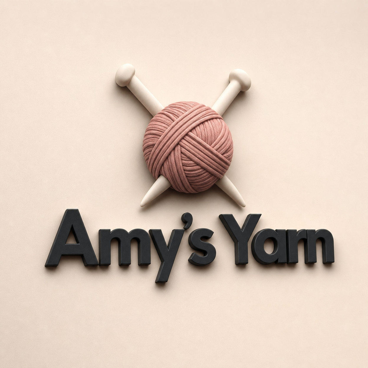 Amy's Yarn logo — warm cream and burgundy textile-craft mark